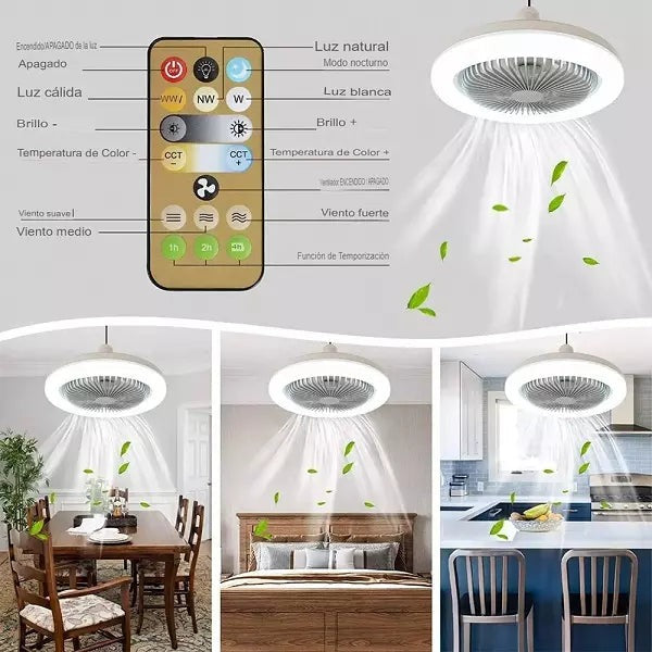 Lámpara De Techo 30w E27 Con Ventilador